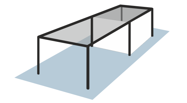 Symbol Einzelcarport mit Abstellraum hinten