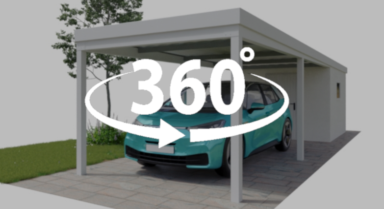 360 Grad Ansicht des Stahlcarport Durobox Basic